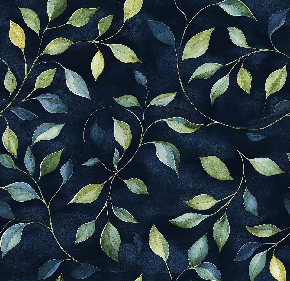 Green botanicals print Green botanical vines print