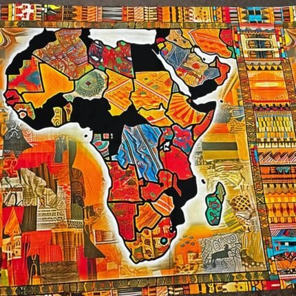 Vibrant African Map Panel Fabric